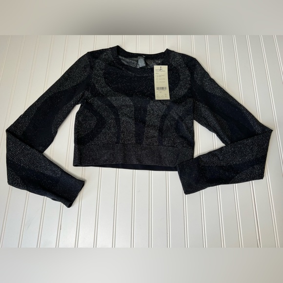 Sweaty Betty Tops - Sweaty Betty Women's Black Spark Seamless Workout Long Sleeve Shirt Large NEW